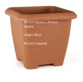 Heavy Duty Quality Plastic Square Castle Planters Plant Pots Terracotta Length 44.2cm x Width 44.2cm x 40cm Height