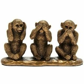 Small Reflections Bronzed 3 Wise Monkeys See No Evil Hear Speak Ornament Figure by Leonardo Collection