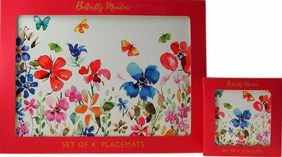 4 of Each Butterfly Meadow Placemats & Coasters Set by The Leonardo Collection