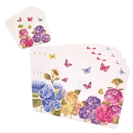 4 of Each Butterfly Garden Placemats & Coasters Set by The Leonardo Collection
