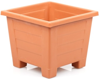 NSF 38cm Terracotta Square Plastic Planter Plant Pot with feet