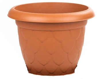 17.5cm Round Plastic Flower Pot Terracotta