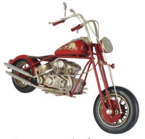 Metal Tin Red Motorcycle Chopper Motorbike Model 28cm