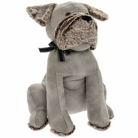 Heavy Faux Leather Grey Dog Doorstop By Leonardo Collection