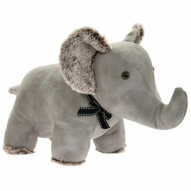 Faux Leather Heavy Grey Weighted Elephant Doorstop by Leonardo Collection