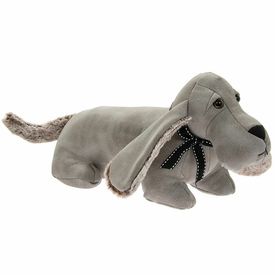 Faux Leather Grey Dachshund Weighted Doorstop by Leonardo Collection