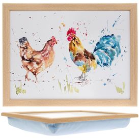 Country Life Chicken & Cockerel Laptray with Cushioned bean bag base by Leonardo Collection