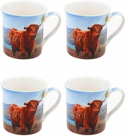 Set of 4 Highland Cow Mugs by Leonardo Collection