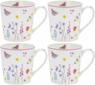 Set of 4 Fine China Mugs - Butterfly Garden Design by Leonardo Collection
