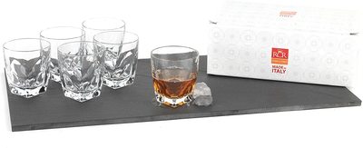 RCR Set of 6 Crystal Diamante Whisky Tumblers 27cl Crystal Whiskey Drinking Glasses