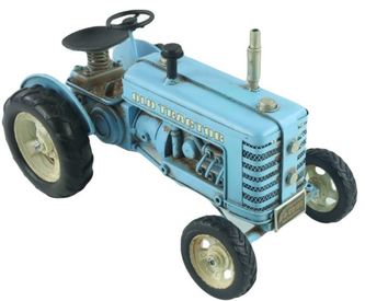 Metal Tin Light Blue Tractor Model