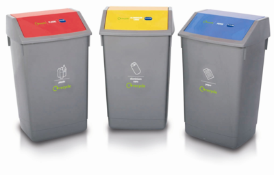 Addis Set of 3 Recycling 60L Waste Utility Commercial Office Bins