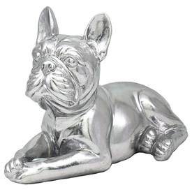 Silver Colour Lying French Bulldog Statue by The Leonardo Collection LP47693