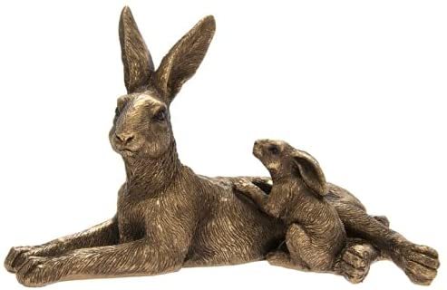 The Leonardo Collection Bronze Colour Lying Hare and Baby LP47398