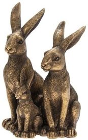 The Leonardo Collection Bronze Colour Hare Family Statue LP47400