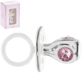Silver Plated Pink Dummy Christening Gift by The Leonardo Collection