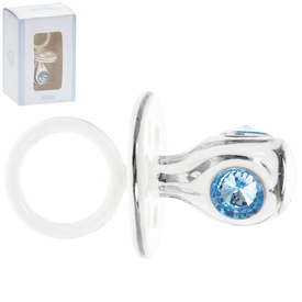 Silver Plated Blue Dummy Christening Gift by The Leonardo Collection