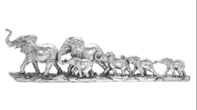 Silver Colour Herd of Elephants Ornament by The Leonardo Collection LP46043