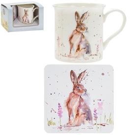 Country Life Hare Mug and Coaster Set by The Leonardo Collection