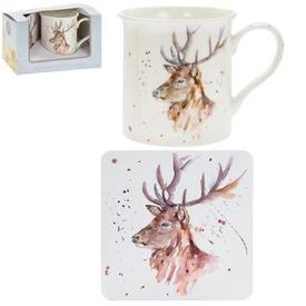 Country Life Stag Mug and Coaster Set by The Leonardo Collection