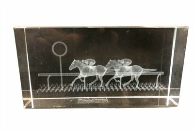 Horse Racing Glass Paperweight