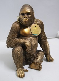 Reflections Bronze Colour Sitting Gorilla Statue Ornament Gift BNIB