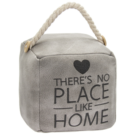 Faux Leather Grey There's No Place Like Home Doorstop Cube