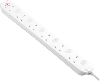 Masterplug Six Socket Power Surge Protected Extension Lead with Individual Switches, 2 Metres