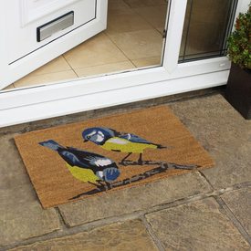 Blue Tit Birds Doormat 45cm x 75cm Coir Doormat Latex Backed