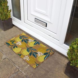 Green Yellow Lemons Doormat  45cm x 75cm Coir Doormat Latex Backed
