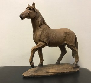 Wood Effect Standing Horse Statue by Leonardo