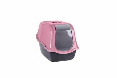 Pink Hooded Pet Toilet W/ Flap & Vents 55cm