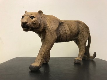 Wood Effect Prowling Tiger Statue By Leonardo Collection