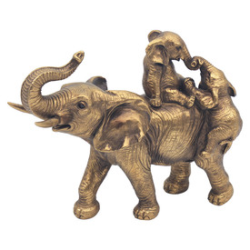 Bronze Colour Elephant Sculpture with Calves by The Leonardo Collection