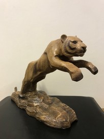 Wood Effect Rearing Tiger Statue by Leonardo Collection