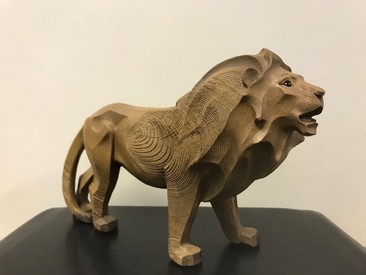 Wood Effect Standing Lion Statue by Leonardo Collection