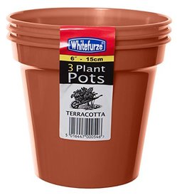 3x 6 inch Plastic Round Terracotta Plant Pots