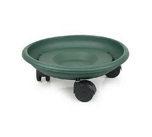 Green Round Plant pot Saucer with wheels 20cm x 29cm