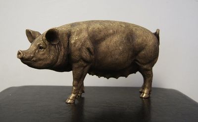 Bronze Effect Standing Pig by Leonardo