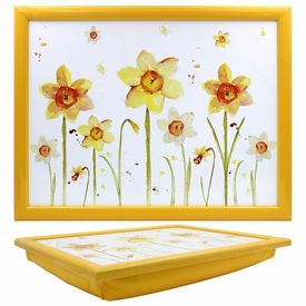 Yellow Daffodils Laptray Floral Design Cushioned Laptop Tray Padded Base Flowers (Yellow Border)