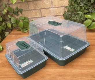 TT Set of 2 Vented Propagator Tray Set Cover Lid with Seed Trays (1 Small Set + 1 Medium Set)