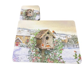 The Robin of Christmas Placemat and Coaster Set - 4 of each (LP52612 - LP52611)