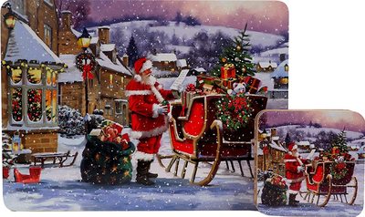 The Santa Christmas Party Placemat and Coaster Set - 4 of each (LP52649 LP52648)