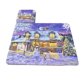Christmas Time Placemat and Coaster Set - 4 of each (LP52686 - LP52685)