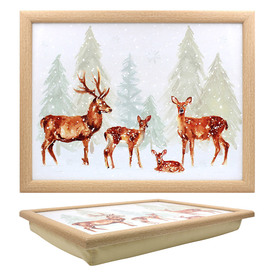 Winter Reindeer Family Laptray with Cushioned Bean Bag Base by The Leonardo Collection