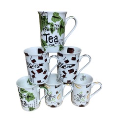 Set of 6 Fine Bone China Mugs Tea Coffee Chocolate