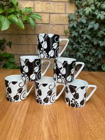Set of 6 Fine Bone China Westwood Nero Expresso Size Small Mugs
