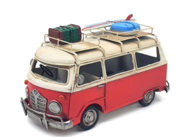 Red Camper Van Tin Model