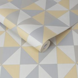 Superfresco Luxury Vinyl Geometric Yellow Ochre Grey Wallpaper Rolls Cover