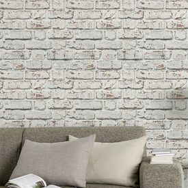Good Home Vulpin White Rustic Brick Design Vinyl Smooth Wallpaper